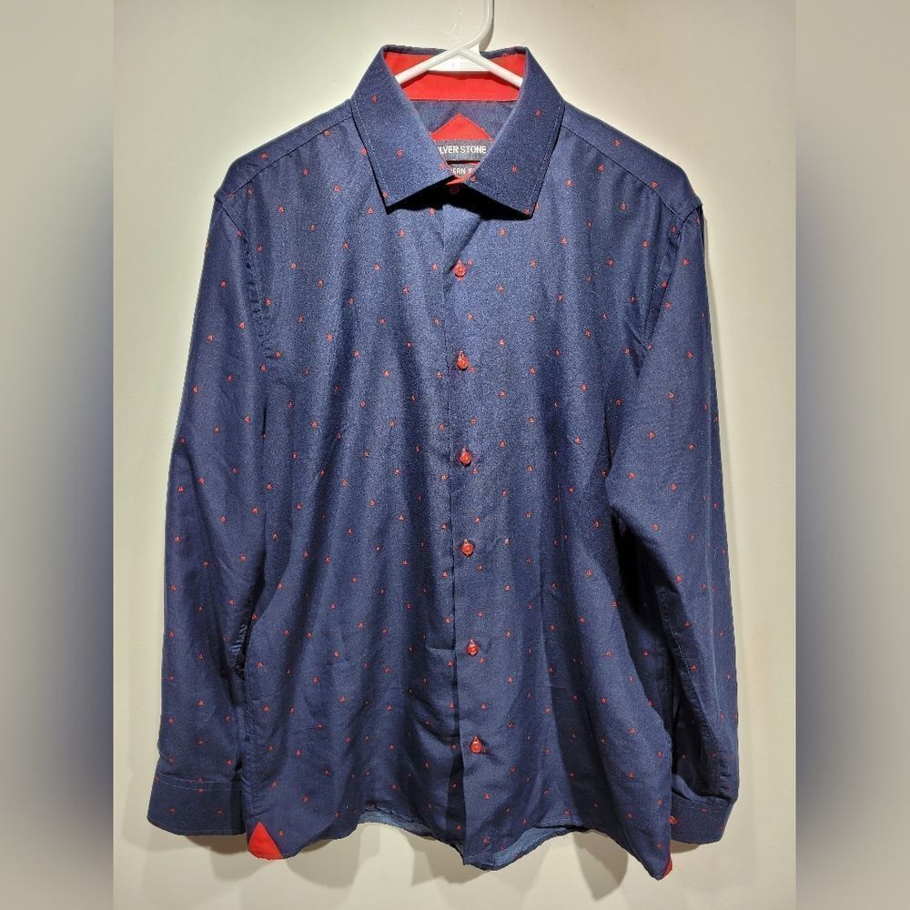 Silver‎ Stone men's nautica theme long sleeve button up shirt